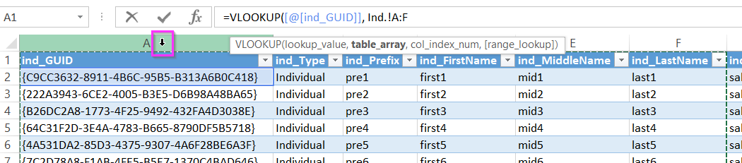 Step 5: selecting the [table_array] data